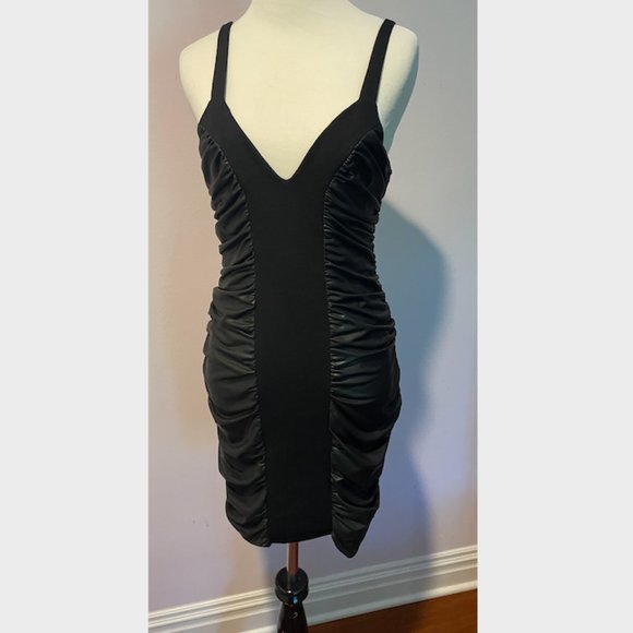 COPY - COMPAGNIA ITALIANA Black Faux Leather Dress Size M - Picture 2 of 3